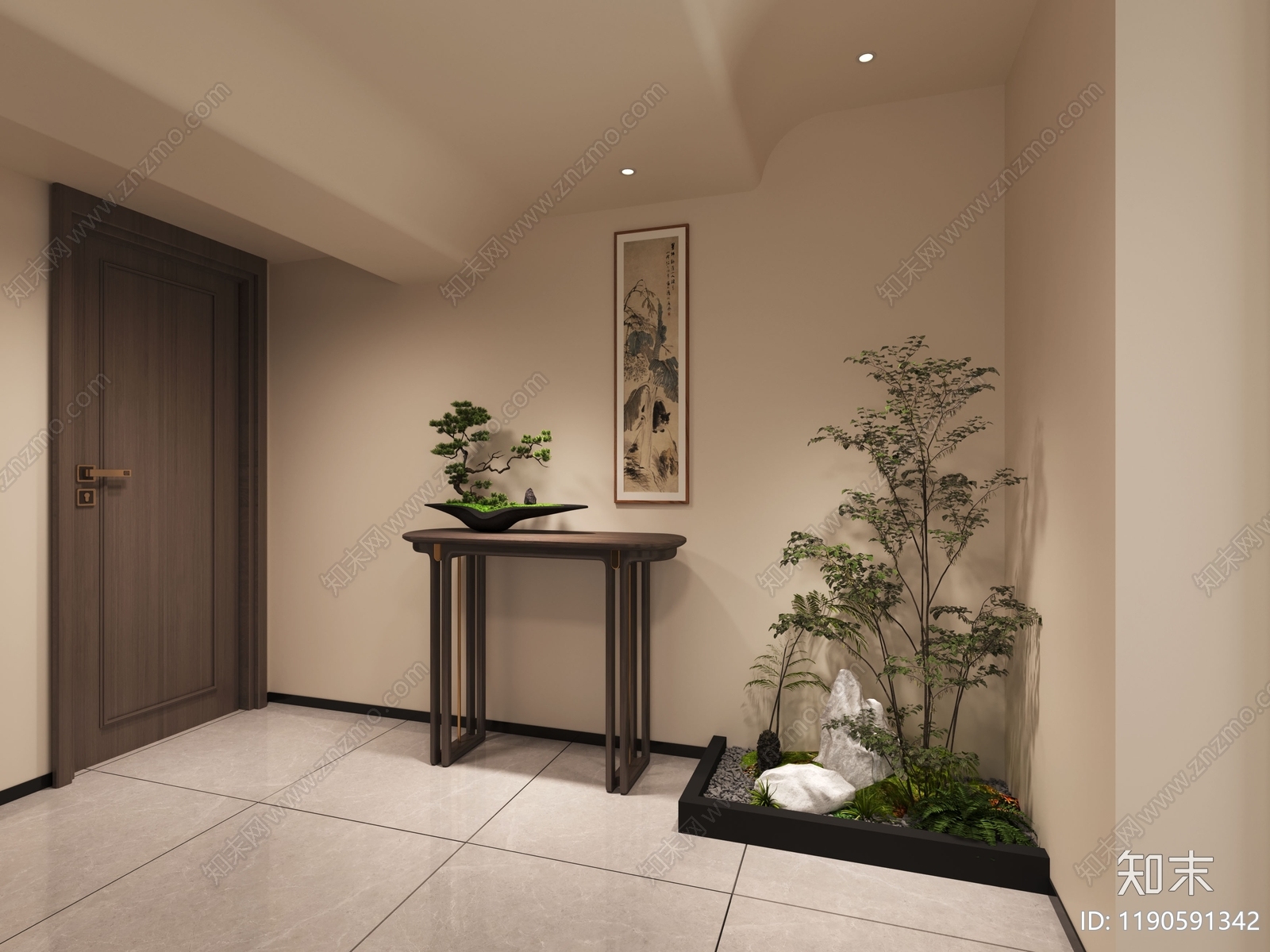 新中式走廊3D模型下载【ID:1190591342】