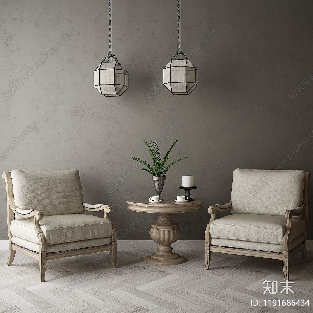 现代家具饰品组合3D模型下载【ID:1191686434】
