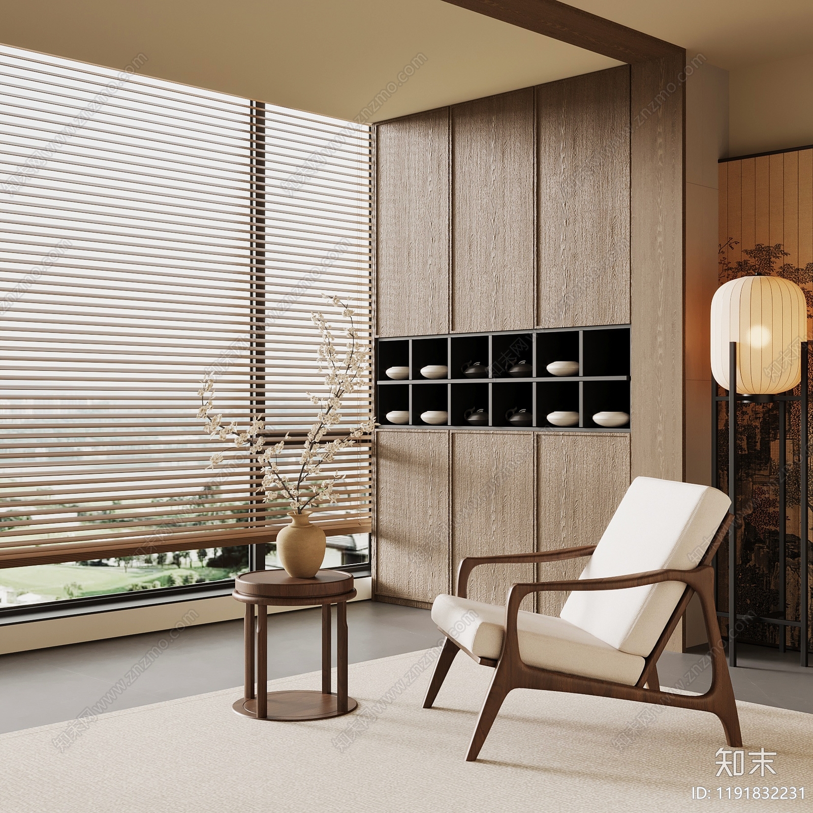 新中式阳台3D模型下载【ID:1191832231】