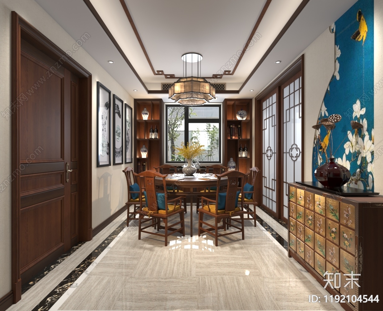 中式新中式家居餐厅3D模型下载【ID:1192104544】