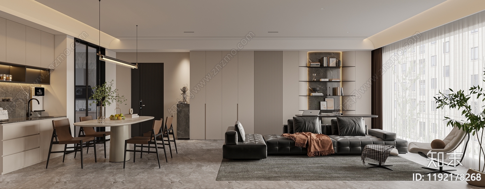 现代轻奢家居客厅3D模型下载【ID:1192178268】