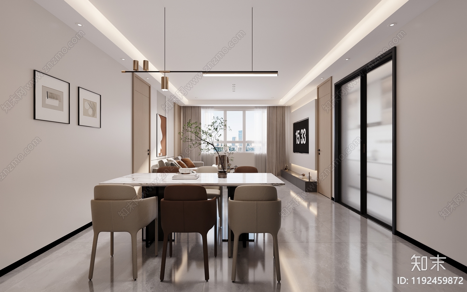 现代客餐厅3D模型下载【ID:1192459872】