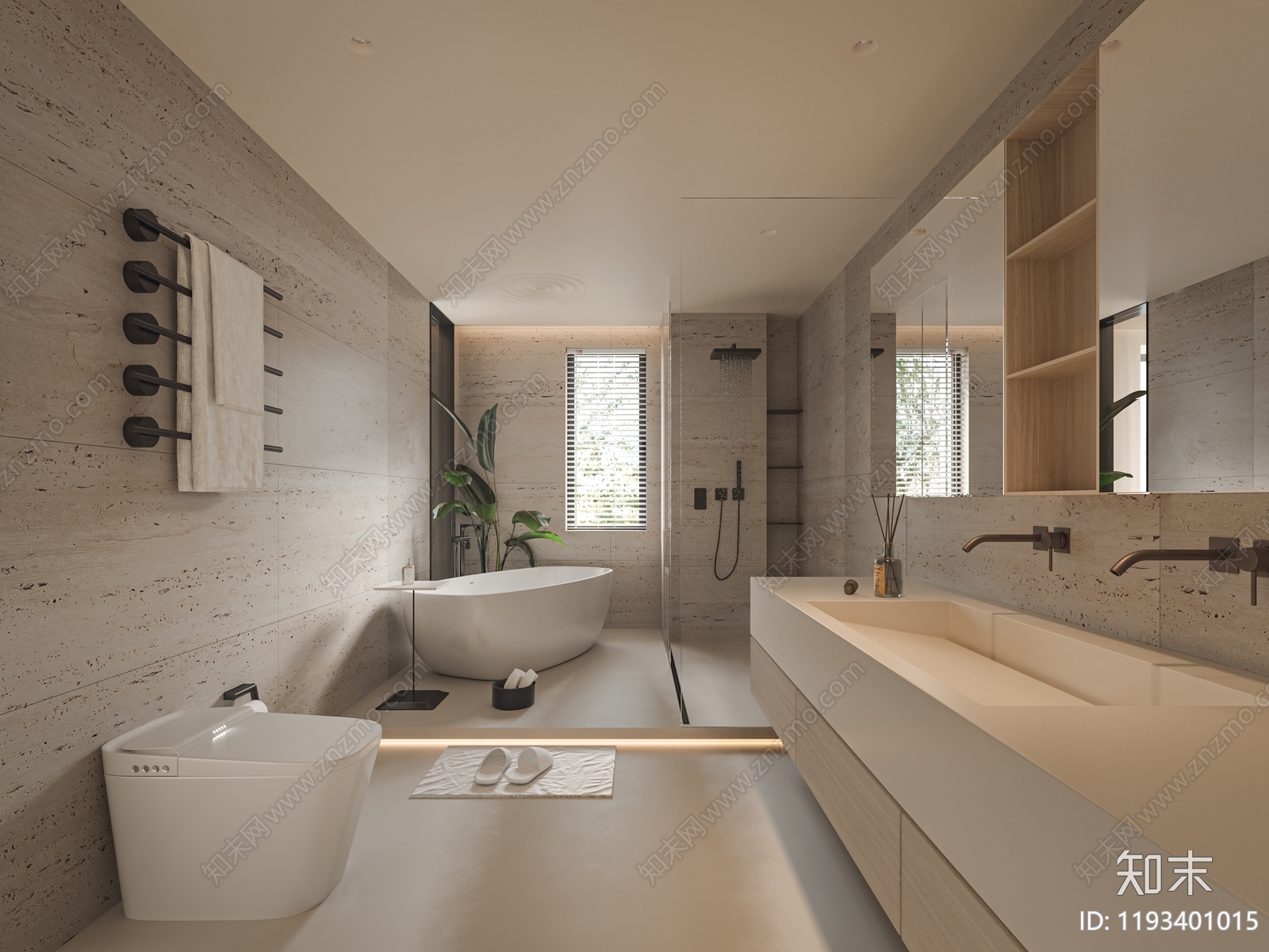 奶油侘寂卫生间3D模型下载【ID:1193401015】