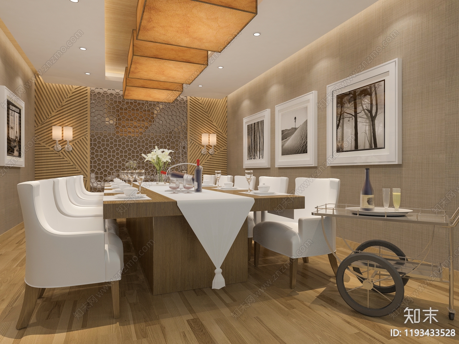 现代简约大平层客餐厅3D模型下载【ID:1193433528】