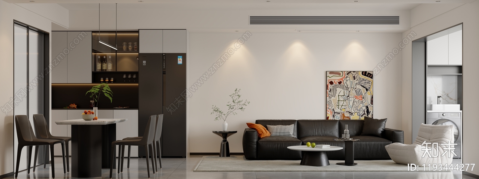 现代意式家居客厅3D模型下载【ID:1193444277】