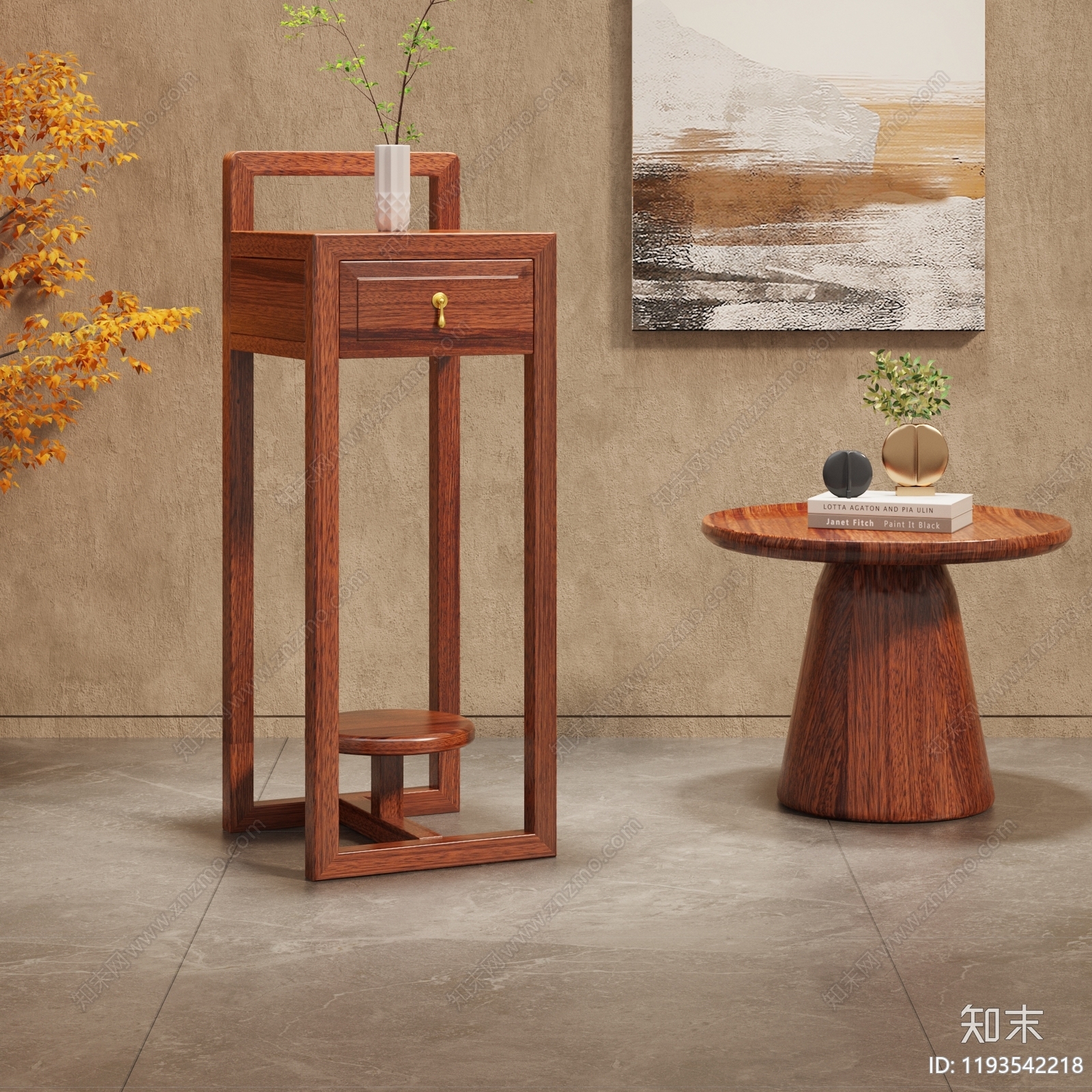 新中式中式花架3D模型下载【ID:1193542218】