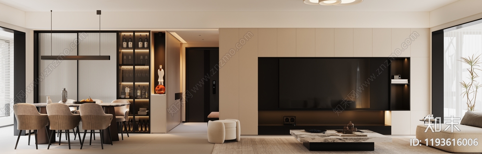 意式轻奢客餐厅3D模型下载【ID:1193616006】